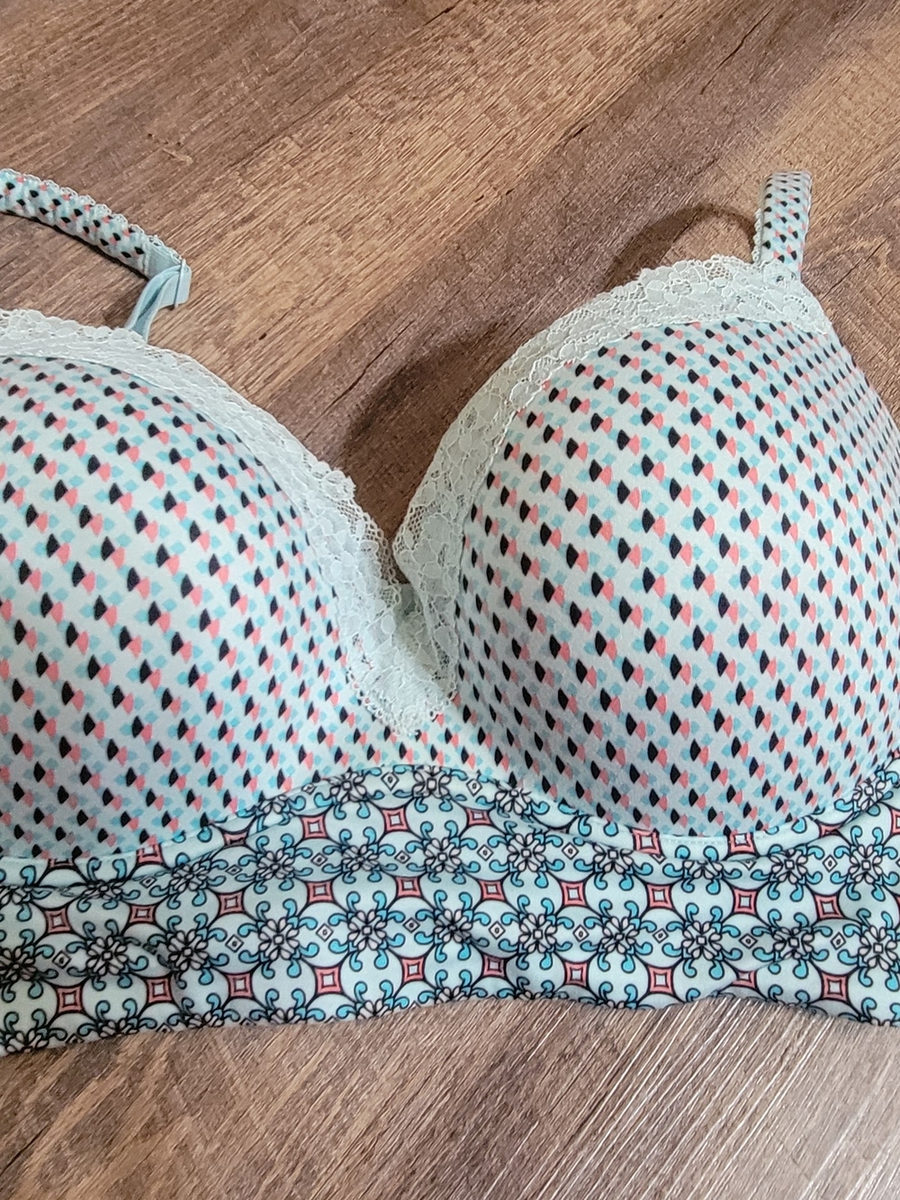 Victoria's Secret Mint Bra with Coral & Black Accents Victoria Secret No Wire